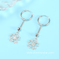 925 Sterling Silver Earrings Long Snowflake Dangle Earrings